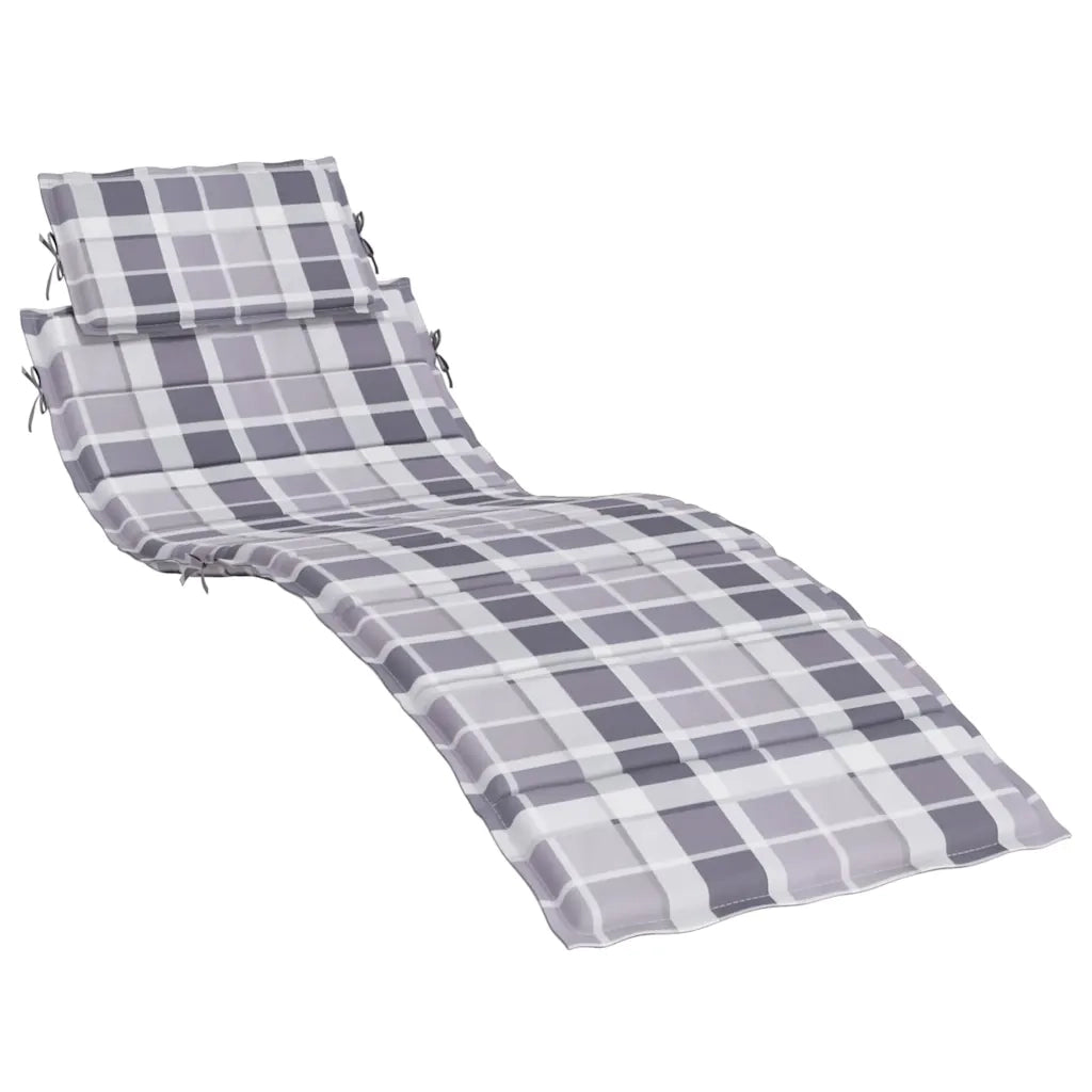 Cuscino per Lettino a Quadri Grigi 186x58x4 cm Tessuto Oxford 314172