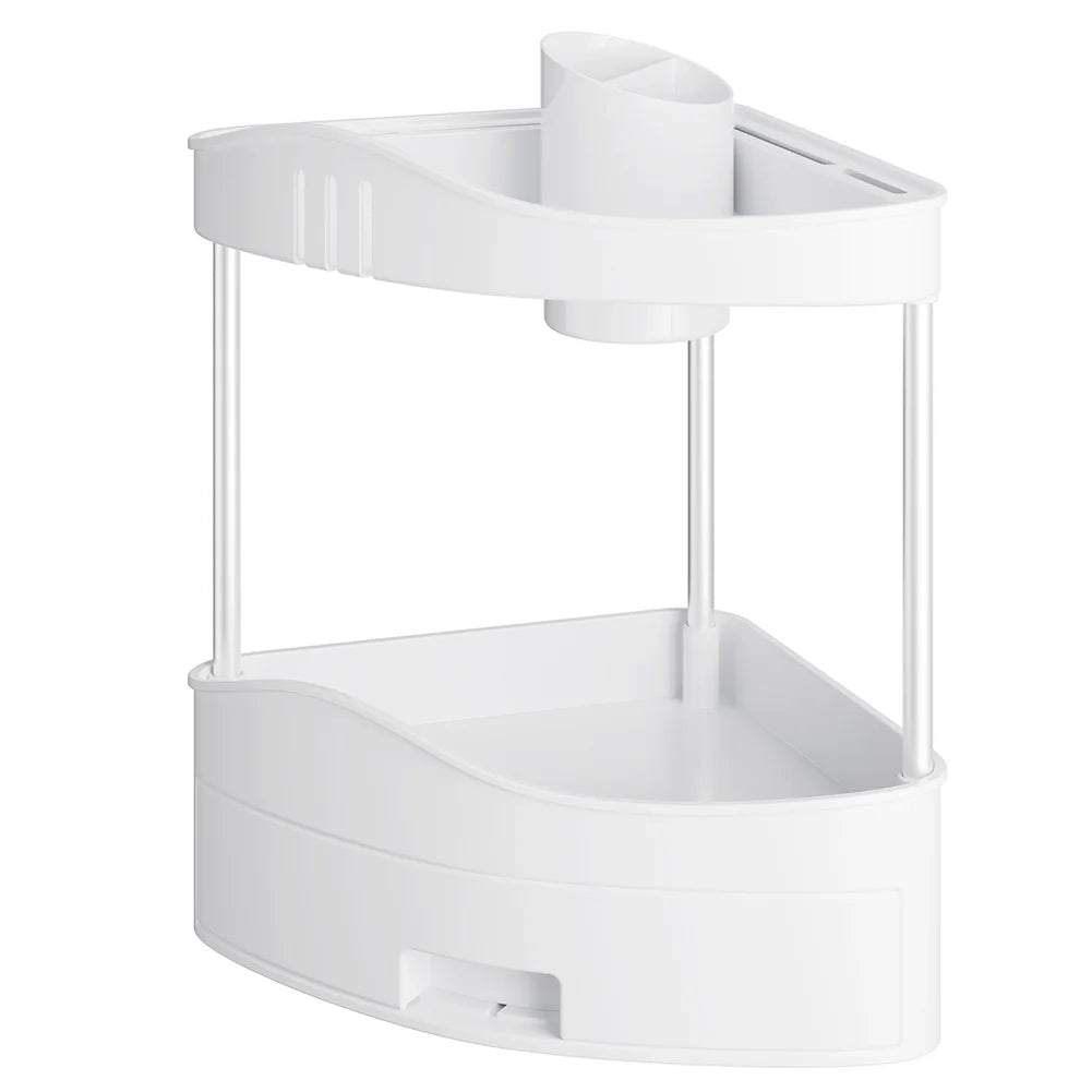 Scaffalatura Angolare 2Ripiani 1Cassetto Unità di Mensole Cucina Bagno Multiuso Bianco