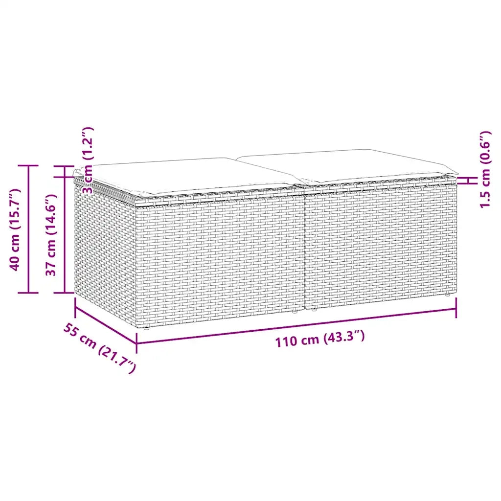 Divano Giardino 2pz con Cuscini Grigio Chiaro Polyrattan Acacia