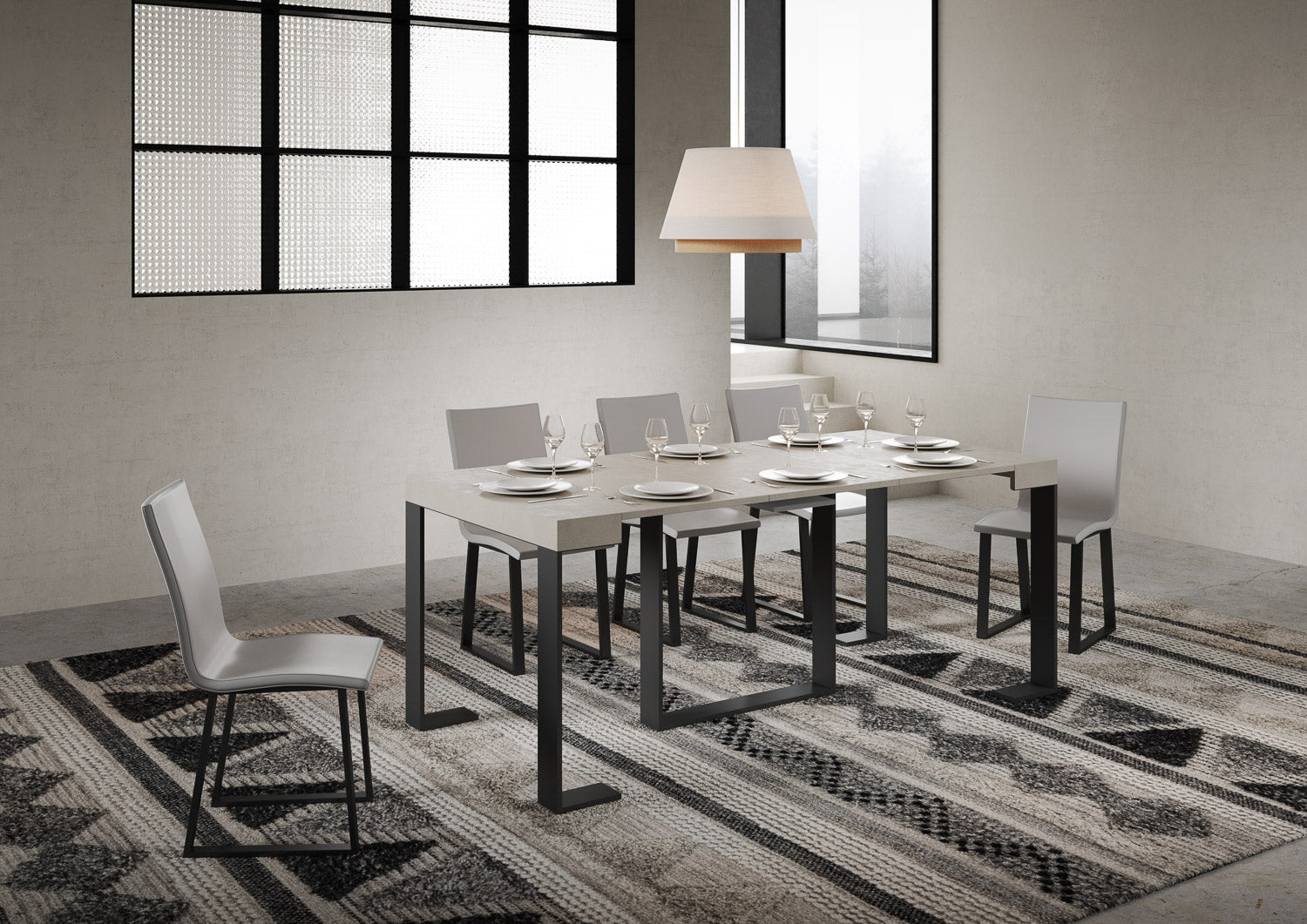 Consolle Allungabile 90-300x40x77 cm Futura Cashmere Telaio Antracite