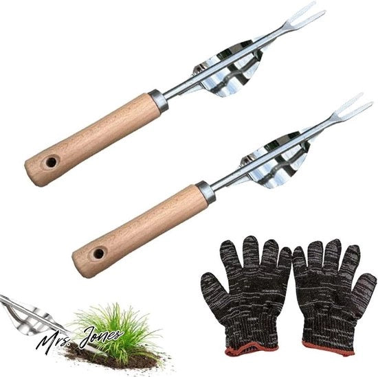 Due strumenti per rimuovere erbacce manuale - onkruidverdelger in acciaio inossidabile per lavorare il terreno - regalo per giardinieri (con 1 coppia).