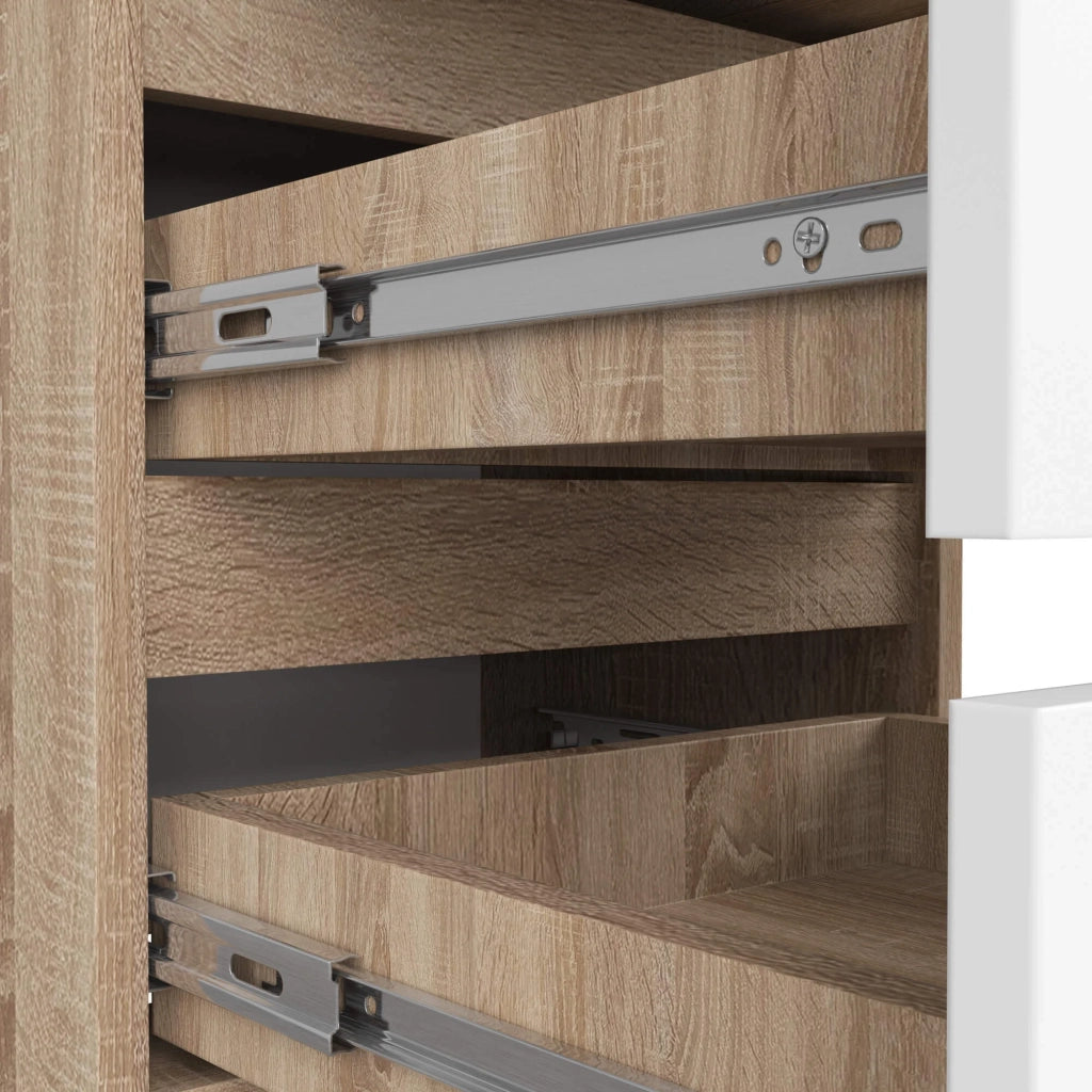 Cassettiera AKORD CL6 Cassettiera Sonoma Quercia 40 cm 6 cassetti inserto frontale Bianco 40x35x109 cm