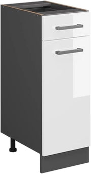 Mobiletto base per cucina R-Line, Bianco lucido, 30 cm senza piano di lavoro, per la libera combinazione all'interno di sistemi cucina modulari