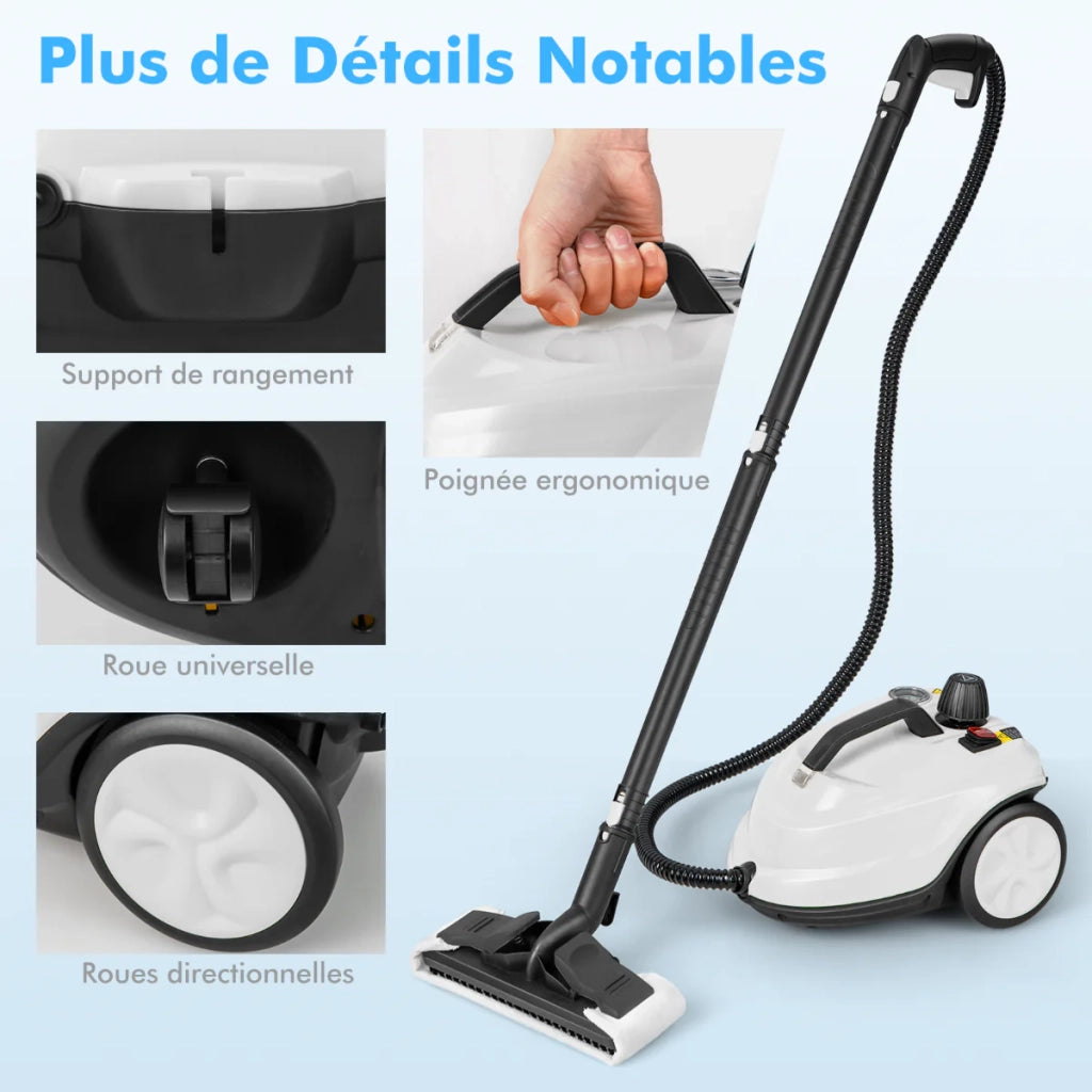 Scopa a vapore portatile 37 x 26 x 25 cm 2000 W pulizia rapida 15 accessori design in PP bianco 20_0012904