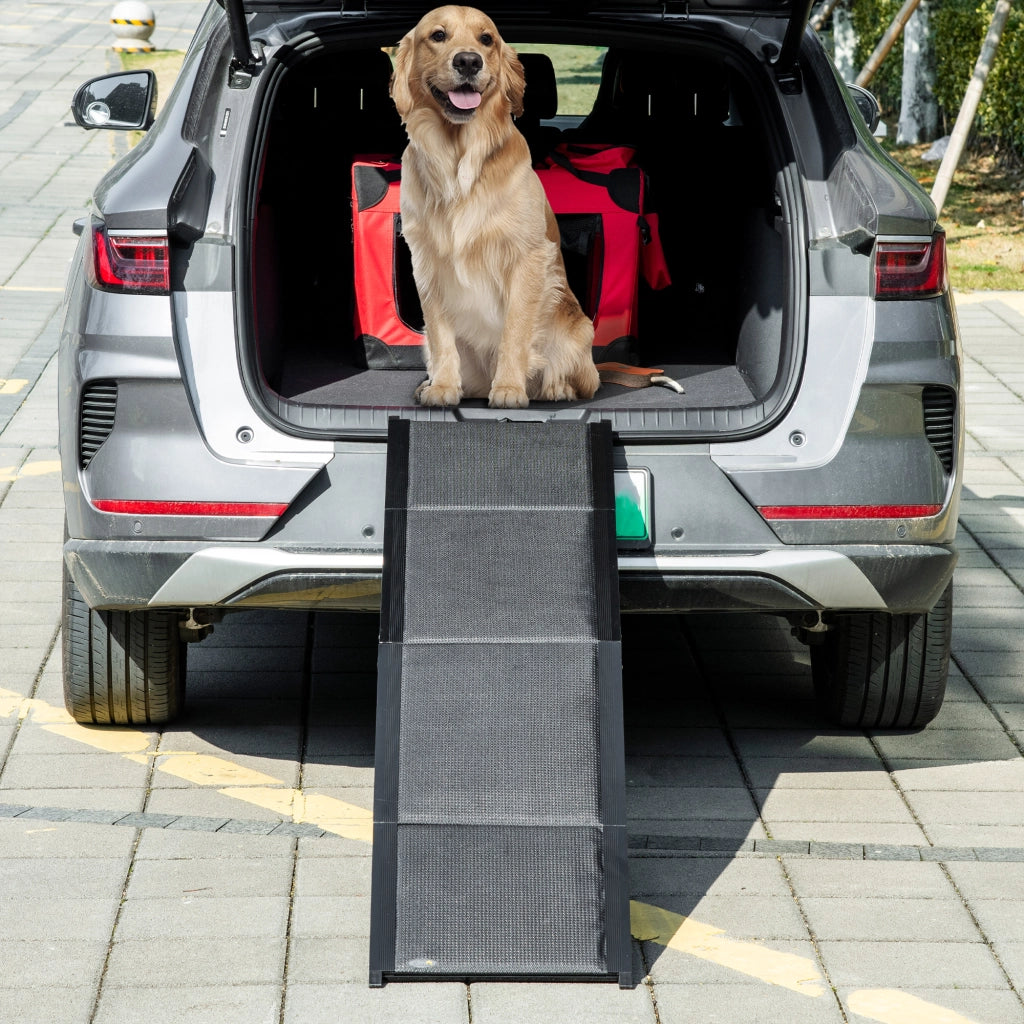 Rampa Pieghevole per Cani ¨C zephmum ¨C Alluminio Antideslizante 158x43.5x2.5 cm Nero