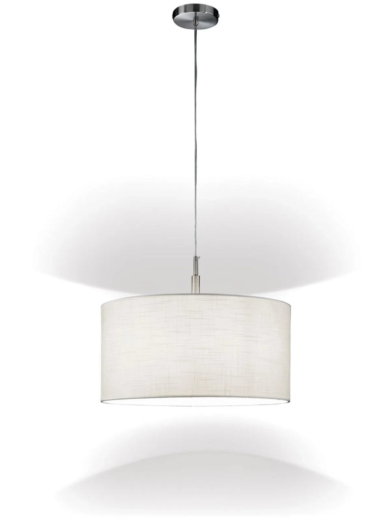 Sospensione cromo paralume in tessuto juta Round hotel 1 luce attacco E27 d.50cm