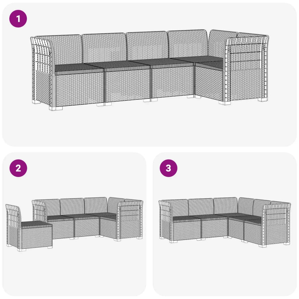 Divano da Giardino 5 Posti Stile Rattan PP Marrone 3444031