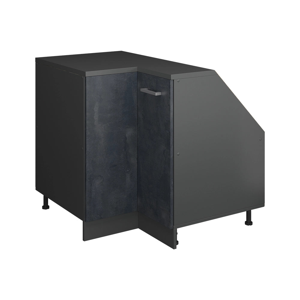 Mobile sottotetto Mobile angolare Rion Calce nera/Antracite 75.6 x 83.8 cm con 1 porta, carcassa dell’armadio profondità 60 cm Vicco