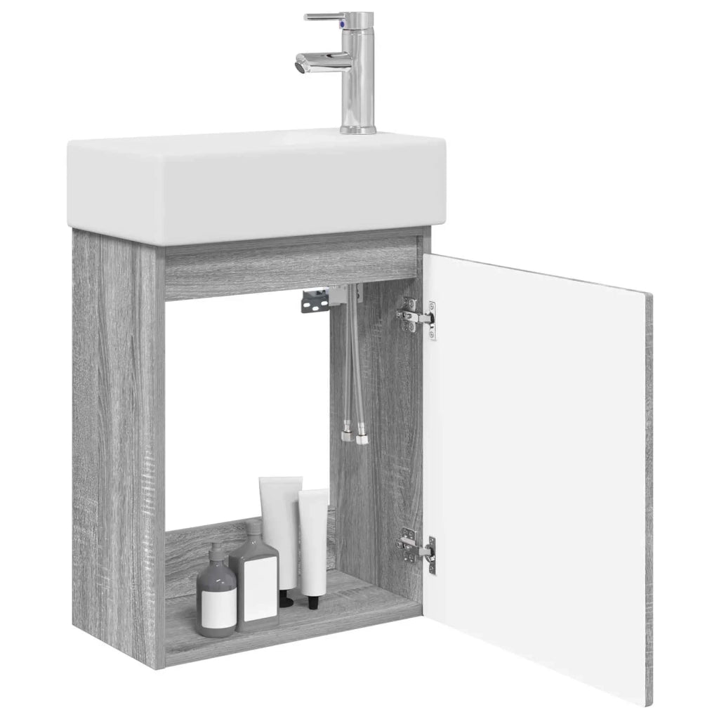 Mobile bagno con rubinetto Sonoma grigio 45,5 x 22,5 x 84 cm 889517