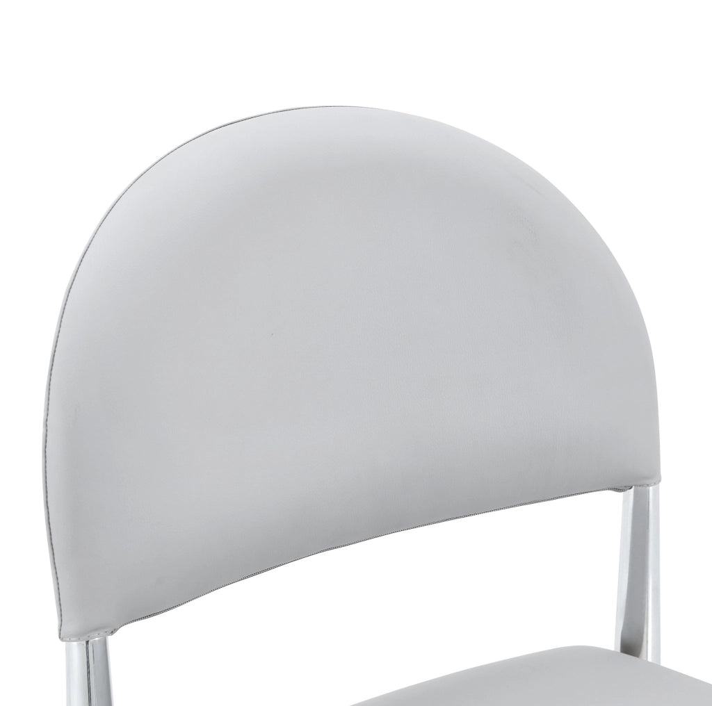 Sedia da pranzo 80 cm con schienale ergonomico in PU e metallo grigio chiaro