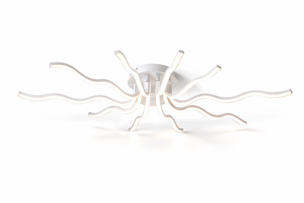 Plafoniera LED Moderna 56W Bianco CCT Switch Luce calda 3000K, Naturale 4000K, Fredda 6500K 4480LM Design Ondulato Soffitto Alluminio Acrilico