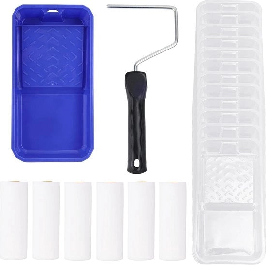 Set di 20 contenitori per vernice con mini rulli e rivestimenti buttati via - Ideale per rinnovamento di casa e rifacimento di armadi - Manico ergonomico - 10,2cm