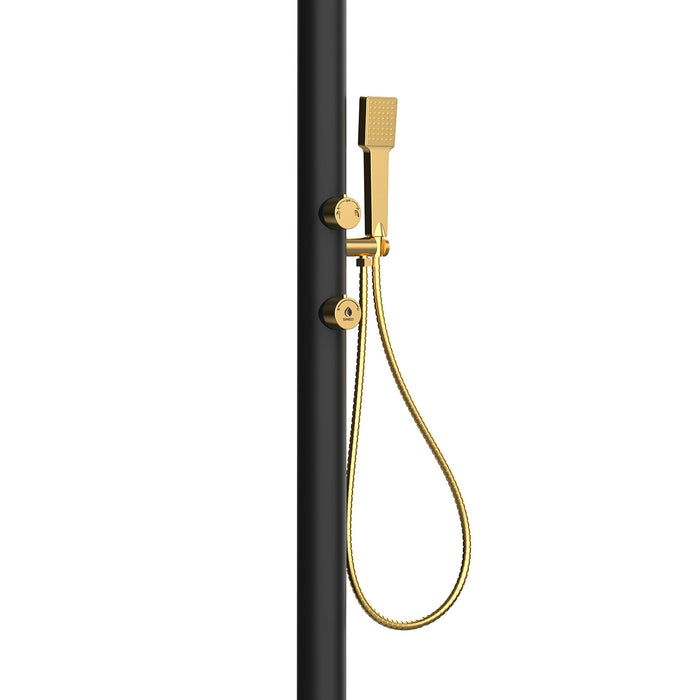 Doccia da Giardino in Alluminio Rubinetteria e Soffione Oro Sined Luna Alu D Nero