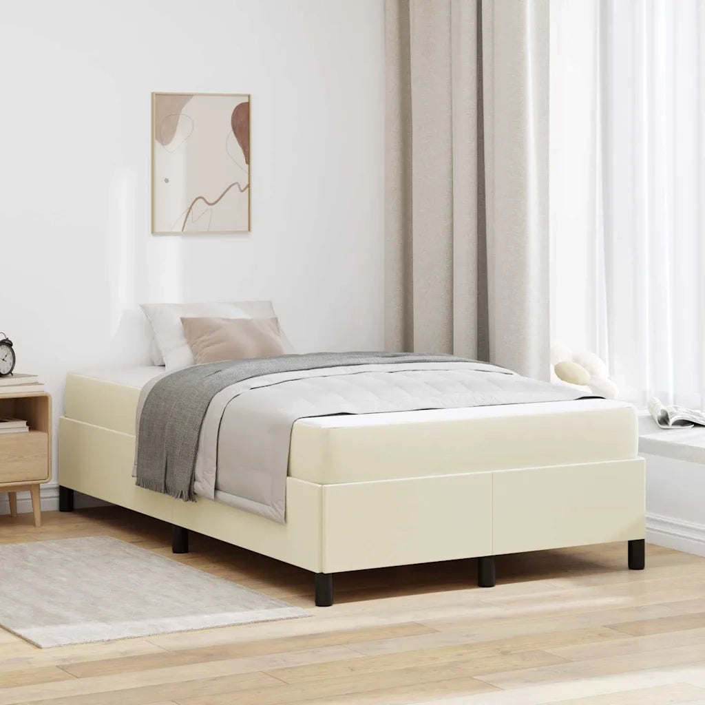 Struttura del letto con materasso Crema 120 x 200 cm Tessuto