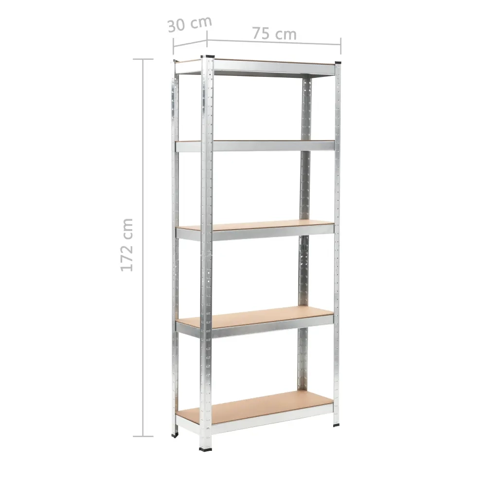Scaffali 5 Ripiani 3 pz Argento in Acciaio e Legno Multistrato CFW8190175