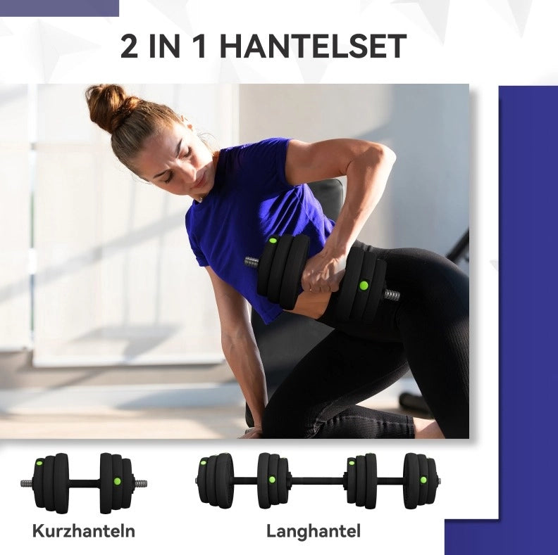 MANUBRI 2 in 1 Regolabili con Bilanciere 25 kg Neri