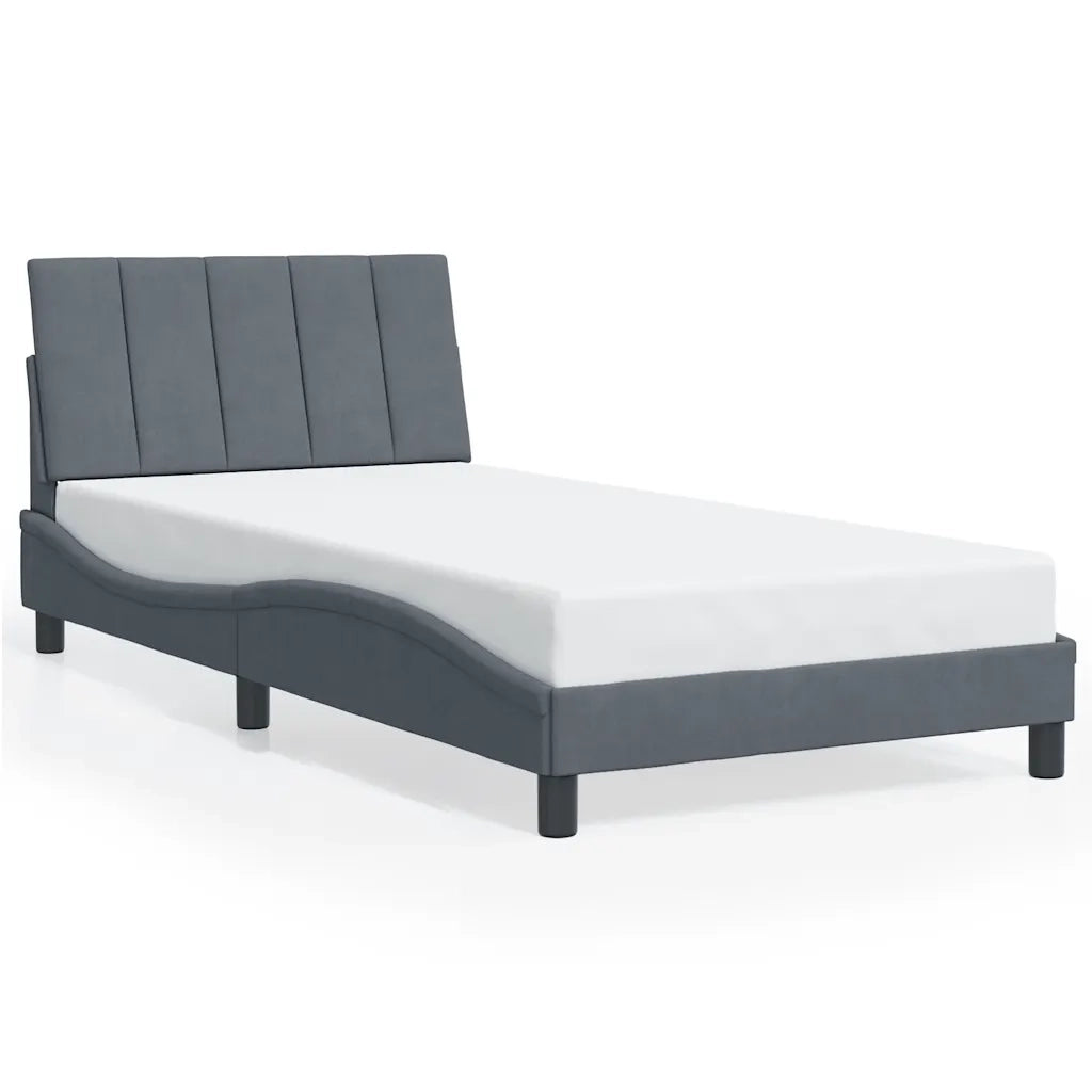Giroletto con LED senza Materasso-Struttura Letto Hanko Grigio Scuro 100x200 cm in Velluto