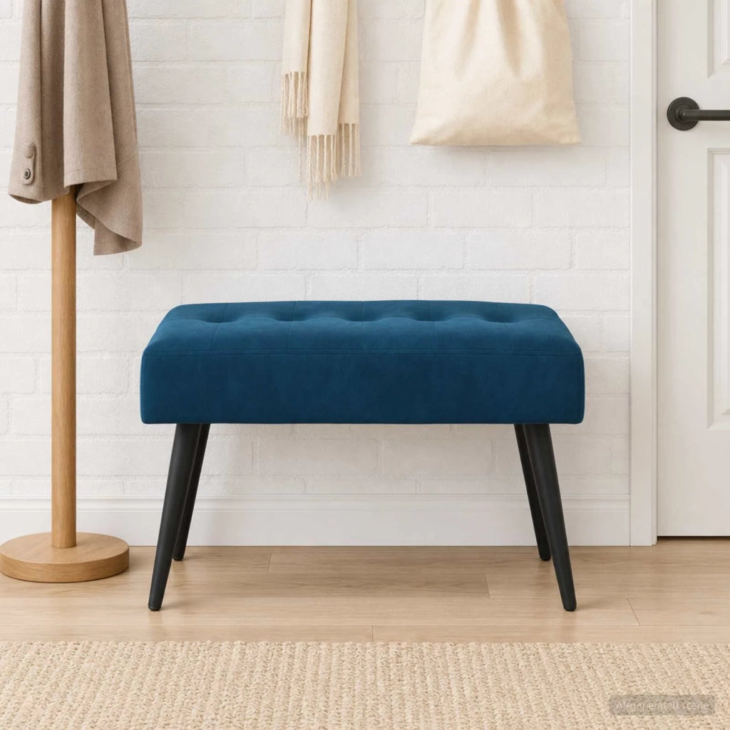 Panchina con bottoni imbottiti Blu 60 x 40 x 45 cm Velluto 42038510