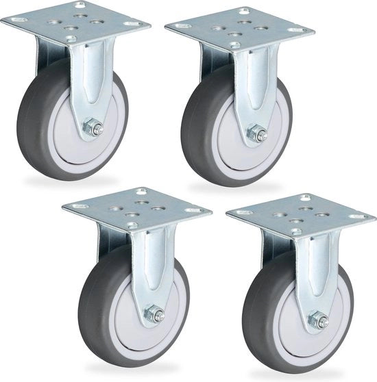 Ruote per mobili - set da 4 - 75 mm - max. 280 kg - assorbi suono - carico pesante