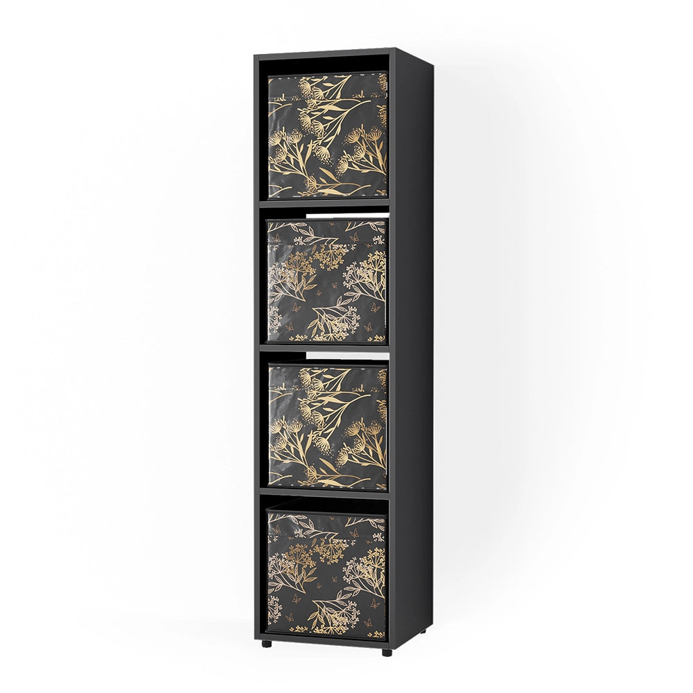 Vicco Scaffale Nero 142.5 x 36.2 cm con 2 scatole pieghevoli opt.1