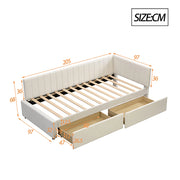 Letto a due piazze con divano letto - Xylo - 90x200 cm - Beige - 2 ampi cassetti e rete a doghe