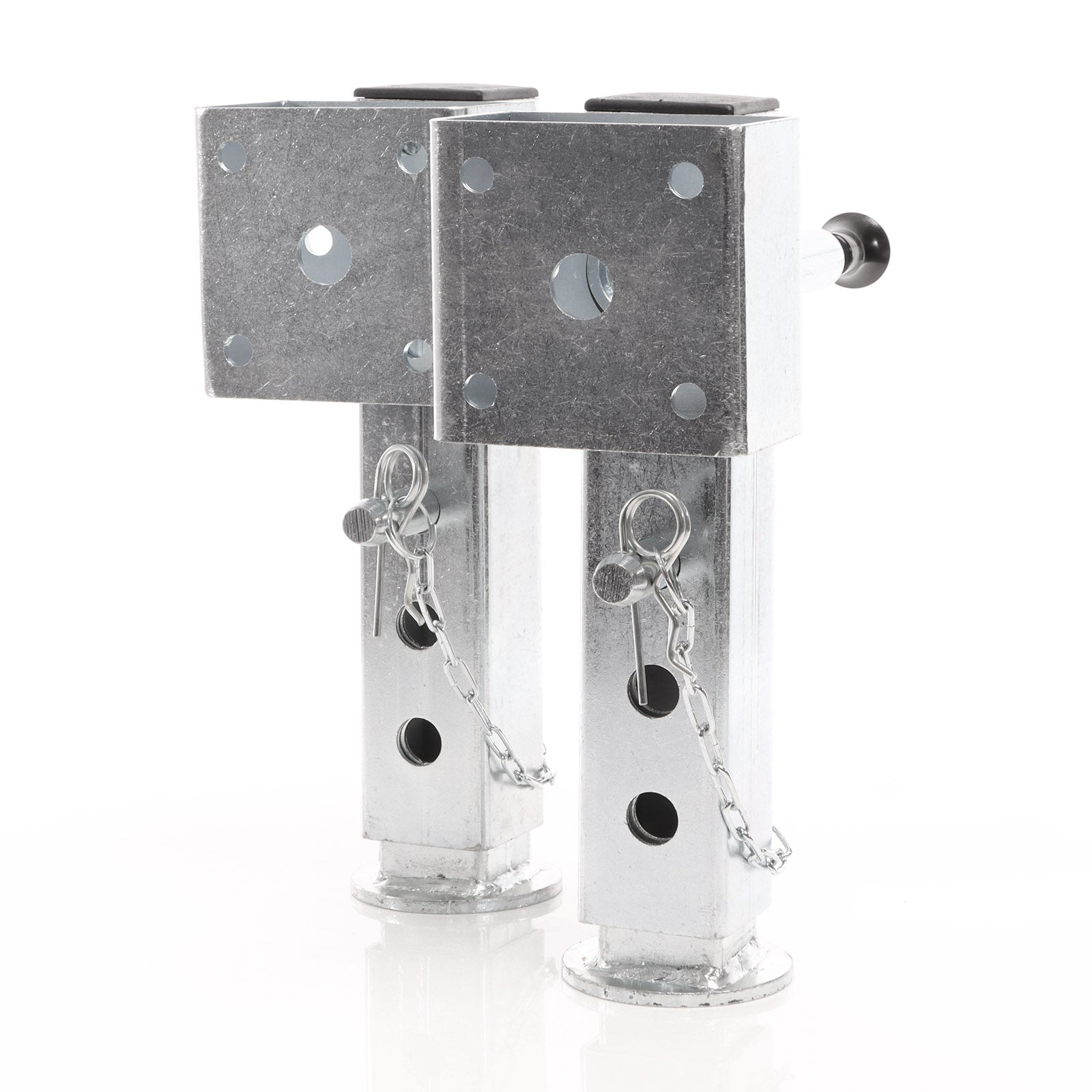 Set 2 piedi stabilizzatori per rimorchi roulotte 350mm, orientabili max 1300kg