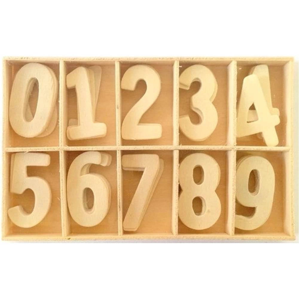 Trade Shop - Numeri In Legno 60 Pezzi Decoupage Lavoretti Scuola 3cm Spessore 1mm Decorazioni -