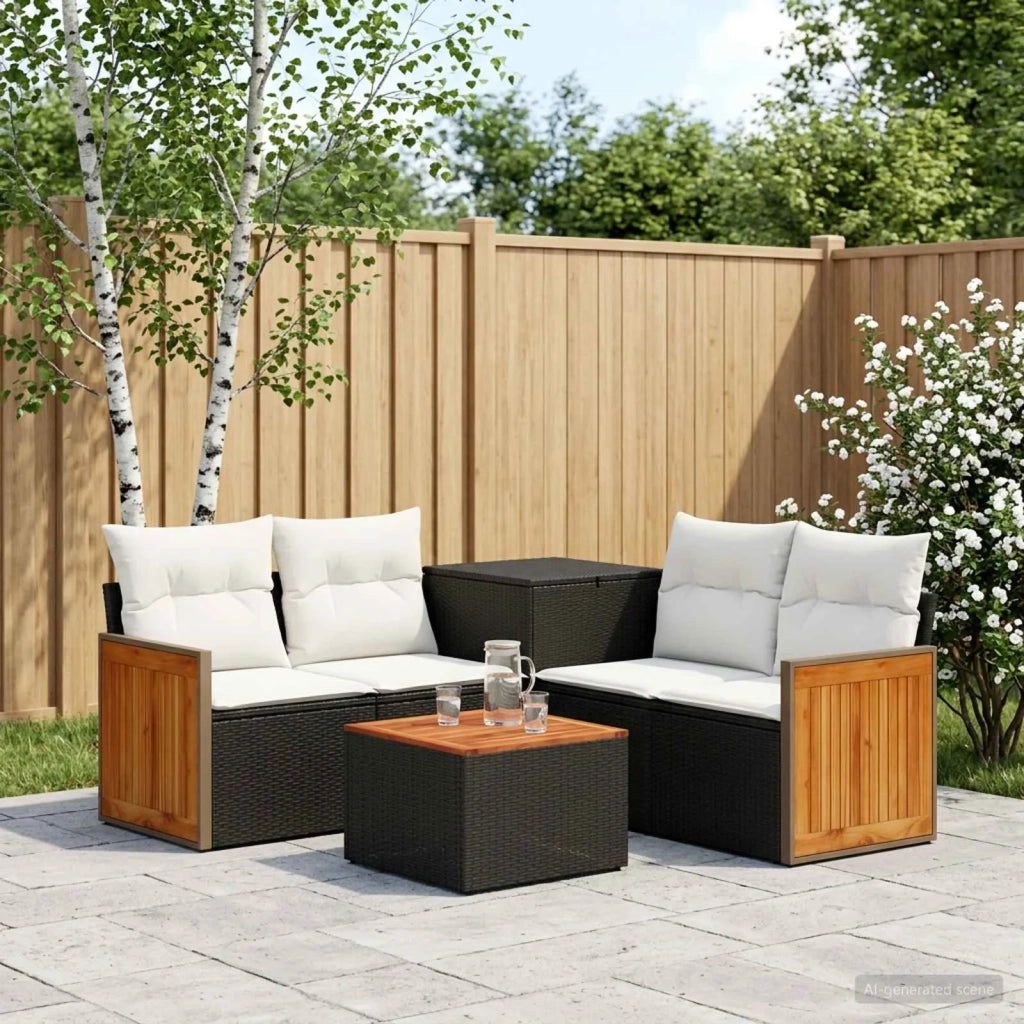 Set di divani 6 pz Nero e Bianco Crema 3447707