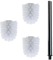 3 x Testine di Spazzola per WC Bianche con Diametro di circa 8 cm + 1 x Manico in Acciaio Inossidabile 26,5 cm - Spazzola per WC - Spazzola per WC - Spazzolone per WC - Rimpiazzabile - Design Moderno - Alta Qualità - Sostenibile