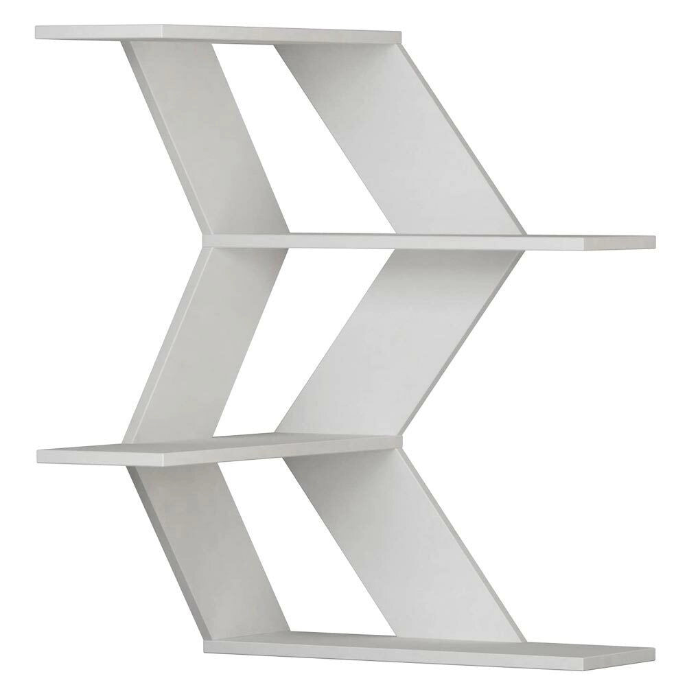 Libreria Scaffale Mensole Parete Angolare Moderna 4 Ripiani Angolo Bianco Legno