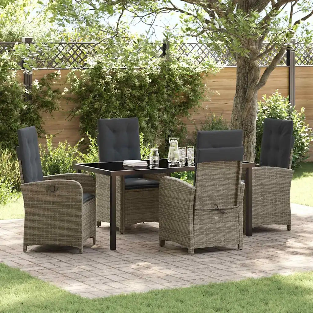 Set da Pranzo per Giardino con cuscino 5 pcs Grigio polyrattan 3380277