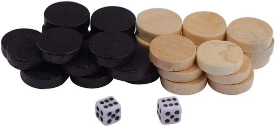 Bord di Dama - 32 Pezzi in Legno - Leggero - Materiale Duraturo - Portatile - Ideale per Viaggi