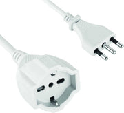 Cavo di estensione doppio polarizzato per presa di corrente 10 m - presa di corrente universale 16 A - cavo 3 x 1,5 mm bianco