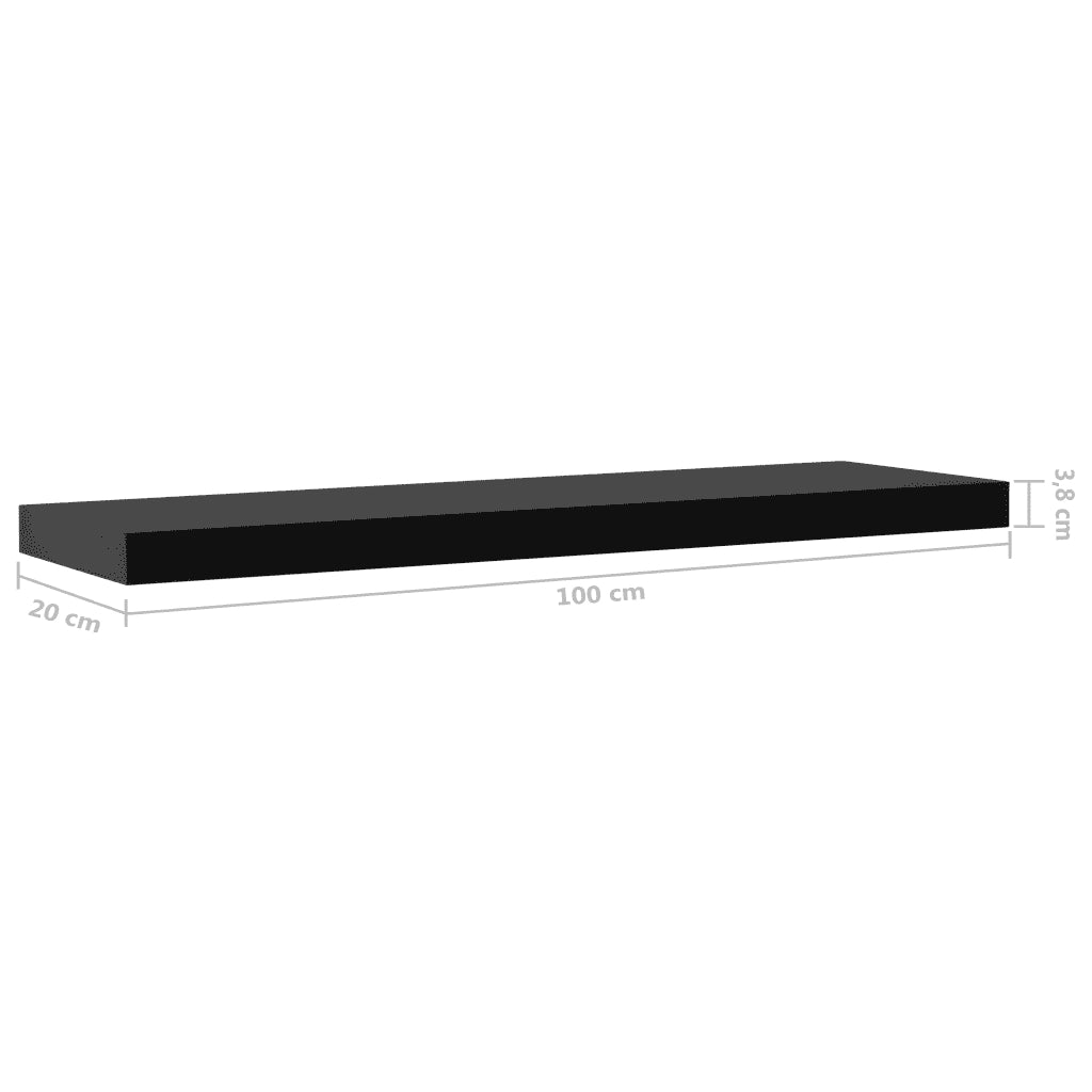 Mensole a Muro Galleggianti 2 pz Nere 100x20x3,8 cm