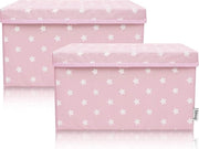 Set di 2 casse per bambini, 37 x 25 x 21 cm, cassa per giocattoli per bambini e per la stanza dei bambini e per la sala da soggiorno, cassa per bambini, stella rosa