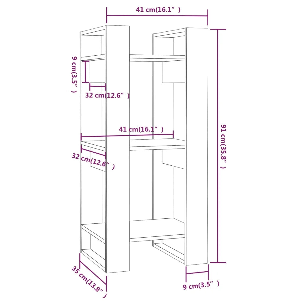 Libreria/Divisorio Bianco 41x35x91 cm in Legno Massello di Pino 813860