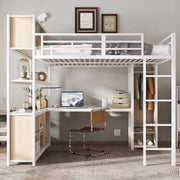 Letto a soppalco 140x200 cm con scrivania e armadio