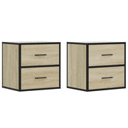 Set di 2 Comodini | Armadio da Notte | Mobiletto da notte a Muro Rovere Sonoma 40x31x39,5 cm