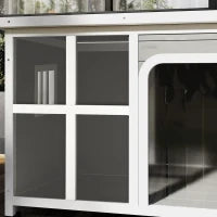 Casetta per Cani con Finestrelle e Ingresso a Tenda, in Legno di Abete, 90x62x71 cm, Grigio Chiaro