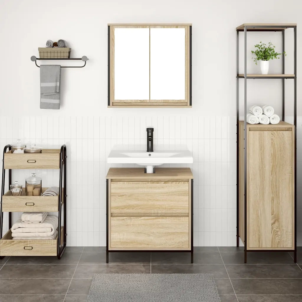 Set Mobili da Bagno 2 pz Rovere Sonoma in Legno Multistrato 3328365