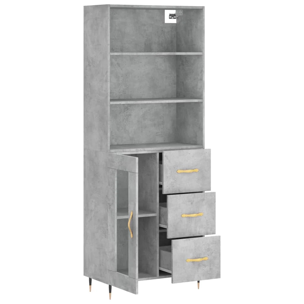 Buffet credenza cassettiera mobiletto mobile contenitore organizer cucina soggiorno salotto alto 69,5 x 34 x 180 cm legno ingegnerizzato grigio 02_0034665