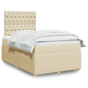 vidaXL Giroletto a Molle con Materasso Crema 120x190 cm in Tessuto