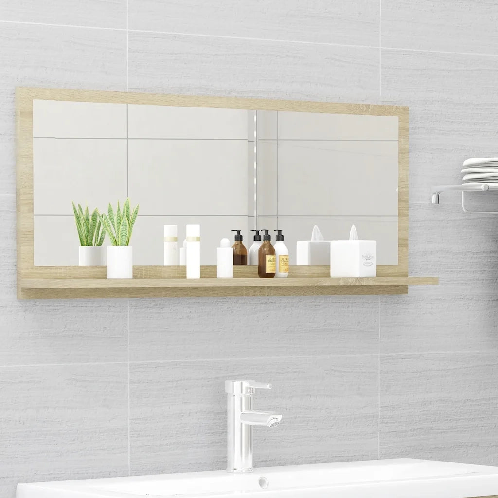 Specchio da bagno-Specchio decorativo Rovere Sonoma 90x10,5x37 cm Legno Multistrato