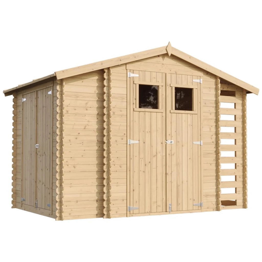 TIMBELA M389 Casetta da Giardino in Legno - 3,53 + 0,97+0,97 m2