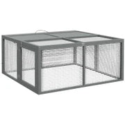 Gabbia per Conigli, Gabbia per Piccoli Animali, Tetto Apribile, Legno di Pino, 120x120x57cm, Naturale