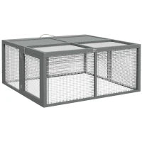 Gabbia per Conigli, Gabbia per Piccoli Animali, Tetto Apribile, Legno di Pino, 120x120x57cm, Naturale