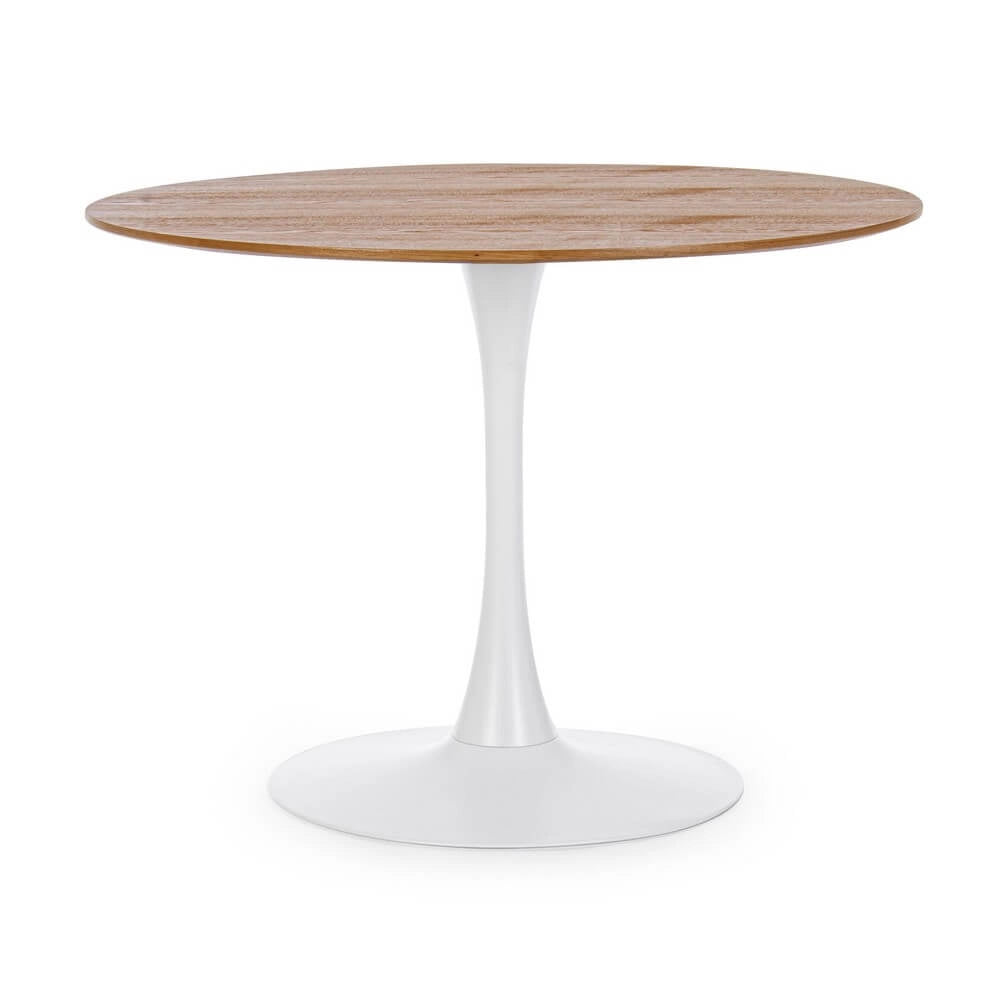 Tavolo rotondo bianco con base a tulipano in acciaio 100 cm - CLEO