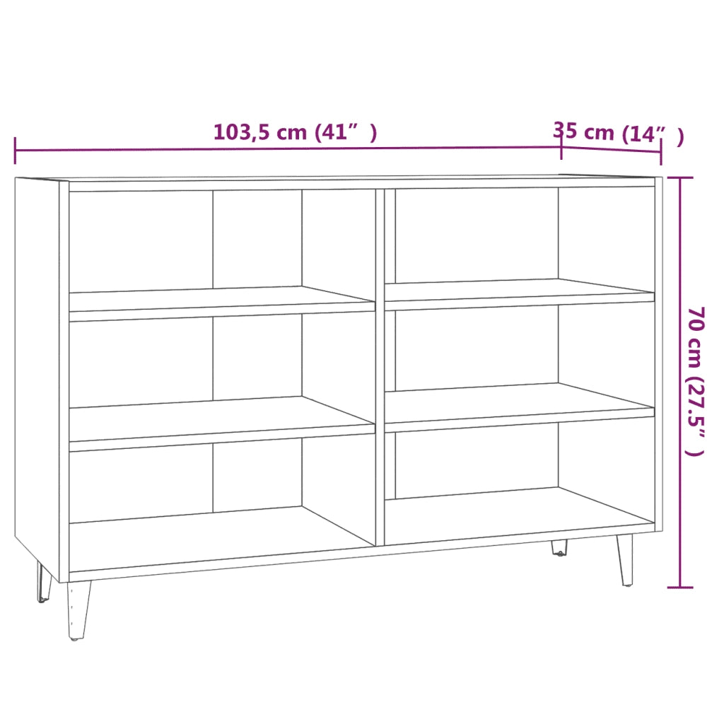Credenza-Buffet-Armadio da cucina Rovere Fumo 103,5x35x70 cm in Truciolato