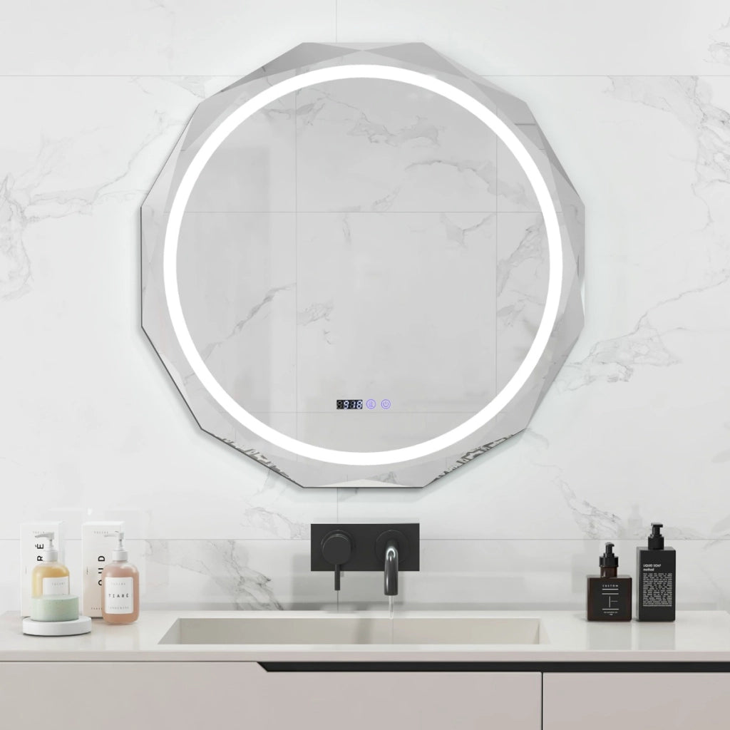 Specchio illuminato con temperatura di 3 colori continuamente regolabili, Specchio da bagno a LED