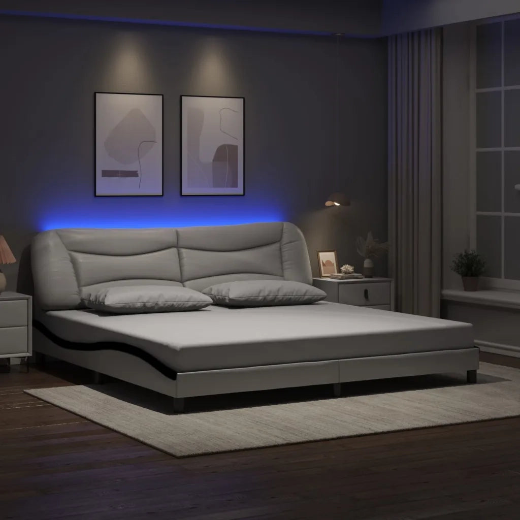 Giroletto con Luci LED Bianco e Nero 200x200 cm in Similpellecod mxl 115579